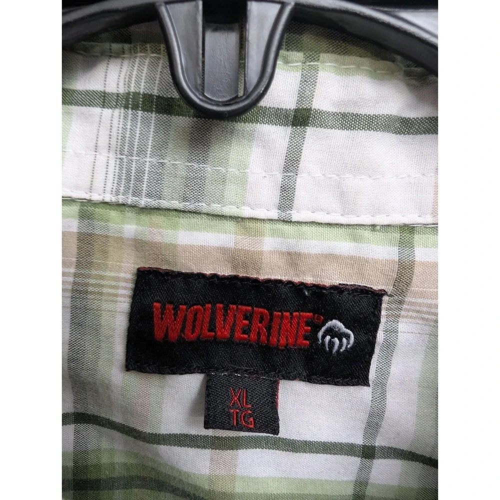 L3 Wolverine Shirt Mens XLarge Green Button Up Plaid Camp Outdoor Normcore Hike